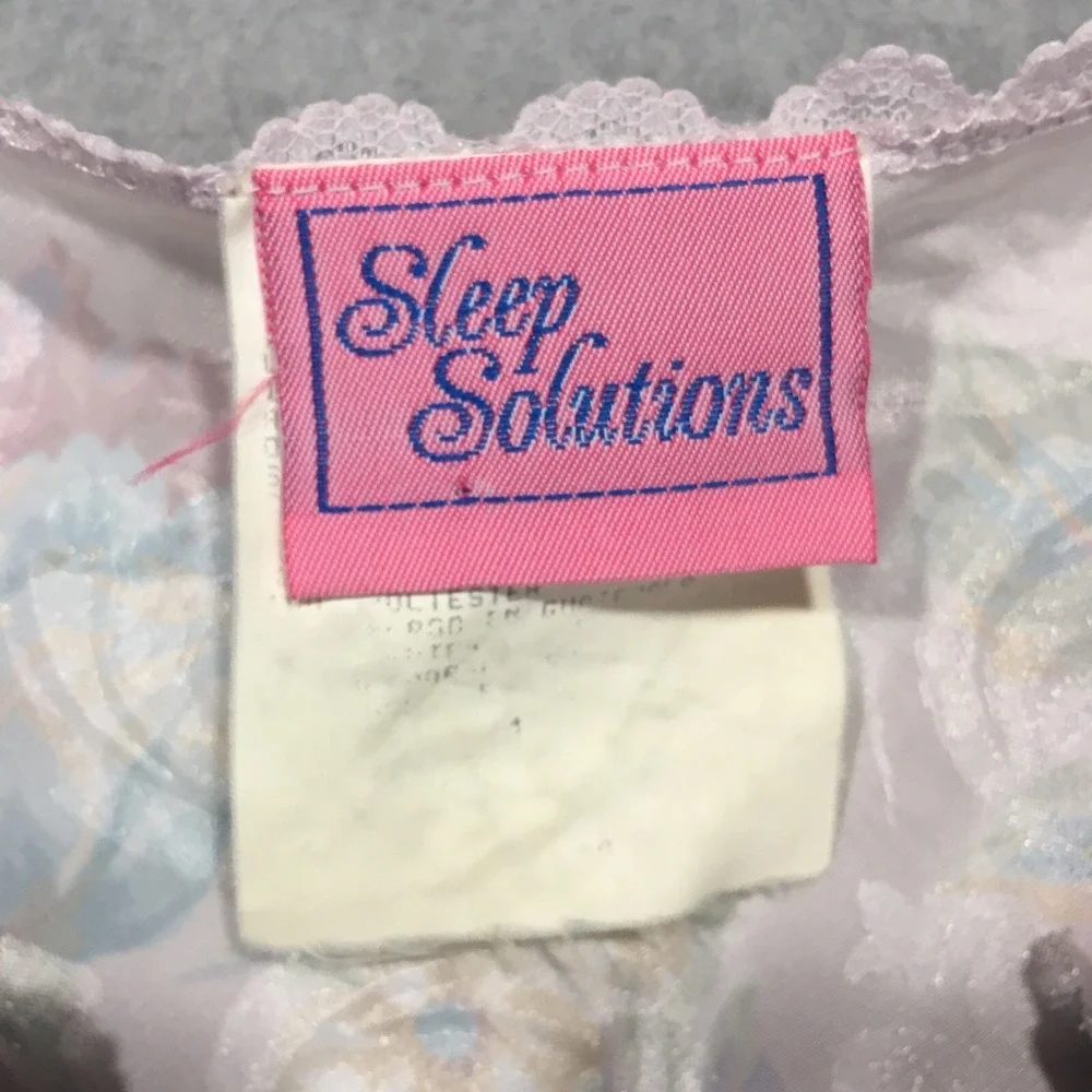 Vintage Sleep Solutions M Satin Floral Slip Dress Chemise Lace Colorful Rose 90s
